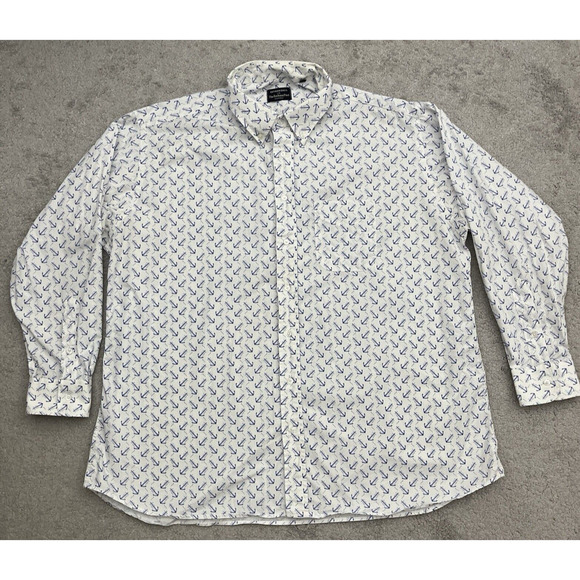 Gitman Bros Button Down Shirt Mens 18.5 35 Nautical Anchor Print Boat Ocean - Picture 3 of 15